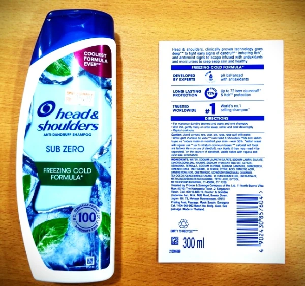 Head & Shoulders Sub Zero Anti-Dandruff Shampoo – Cooling Freezing Formula for Healthy Scalp, 300ml | হেড অ্যান্ড শোল্ডার্স সাব জিরো শ্যাম্পু – ৩০০মি.লি