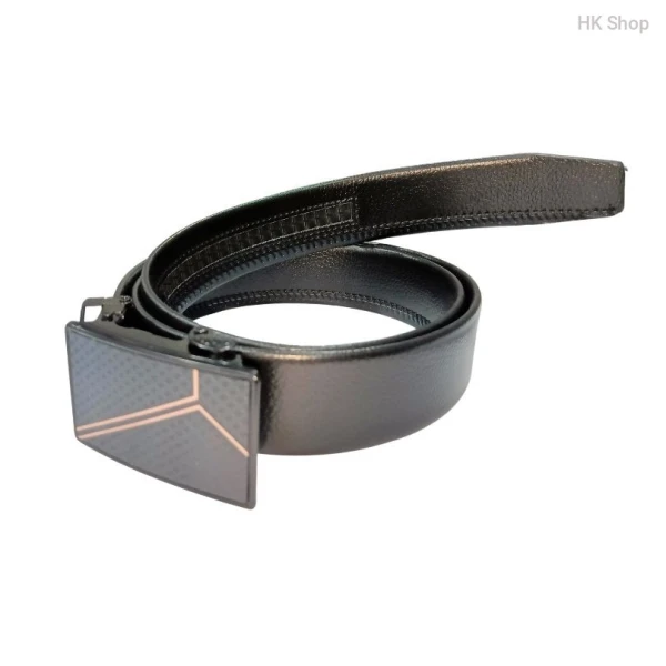Leather Belt For Men with Unique Y Designed Buckle Black