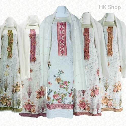 Luxury Georgette Unstitched Three-Piece Set – Gorgeous Embroidery & Shiney Sequence Work | Perfect for Weddings & Parties!
