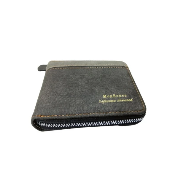 MenBense Lifetime Devoted Round Zipped Bifold Wallet
