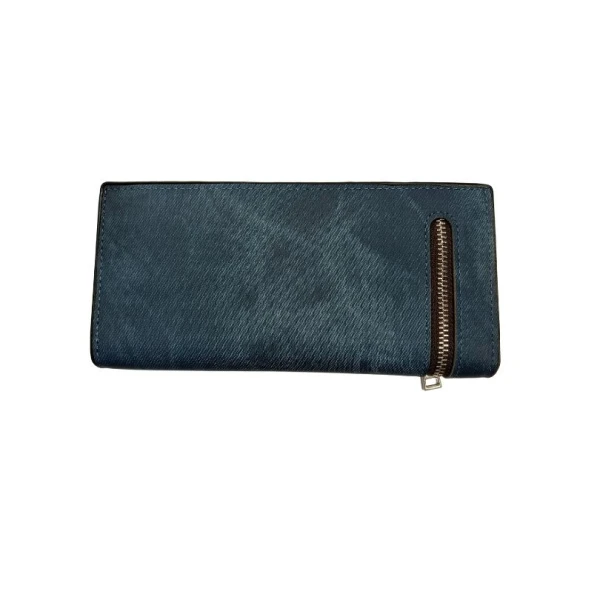 Menbense PU Leather Double Zipper Dark Blue Long Wallet For Men