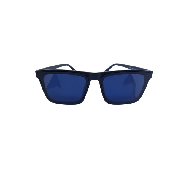 Men's Square Polarized Sunglasses | Matte Black Frame & Blue Mirrored Lenses | 100% UV Protection Shades | স্টাইলিশ স্কয়ার পোলারাইজড সানগ্লাস