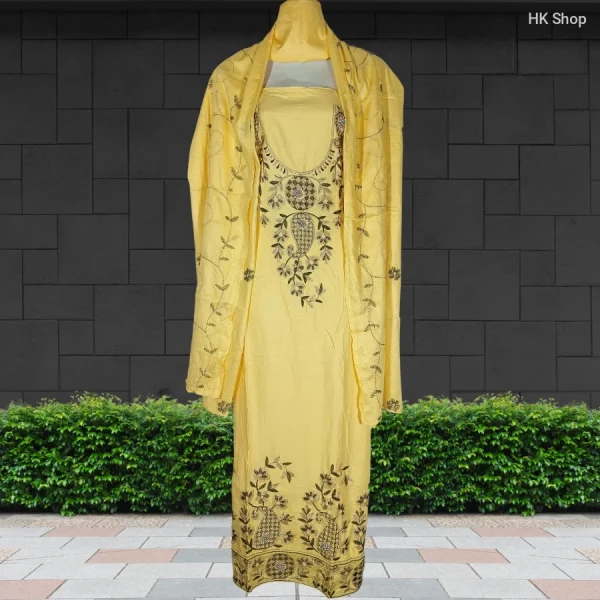 Mukta Pathor(মুক্তা পাথর)Embroidered 3-Piece Dress – Elegant & Traditional