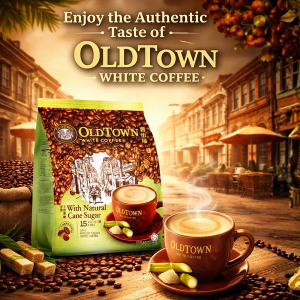 OldTown White Coffee 3-in-1 Instant Premix with Natural Cane Sugar – Premium Malaysian Coffee (15 Sticks x 36g) | ওল্ডটাউন হোয়াইট কফি ৩-ইন-১ ইনস্ট্যান্ট প্রিমিক্স মালয়েশিয়ার প্রিমিয়াম কফি