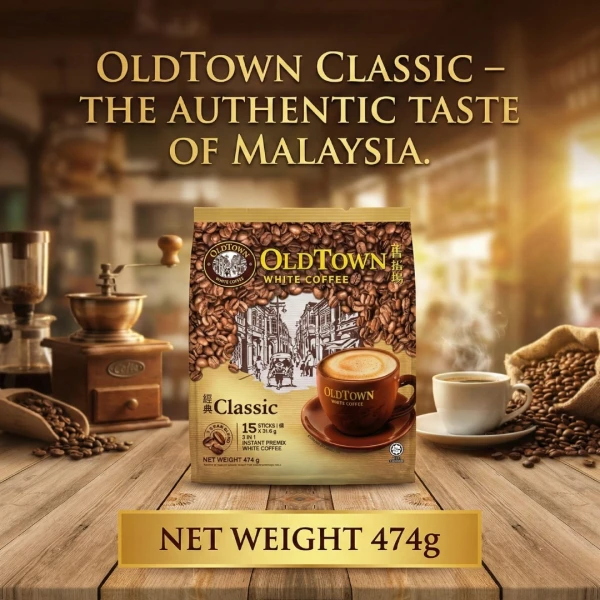 OldTown White Coffee Classic 3-in-1 Instant Premix – Authentic Malaysian White Coffee (15 Sticks x 31.6g) | ইনস্ট্যান্ট প্রিমিক্স – আসল মালয়েশিয়ান হোয়াইট কফি