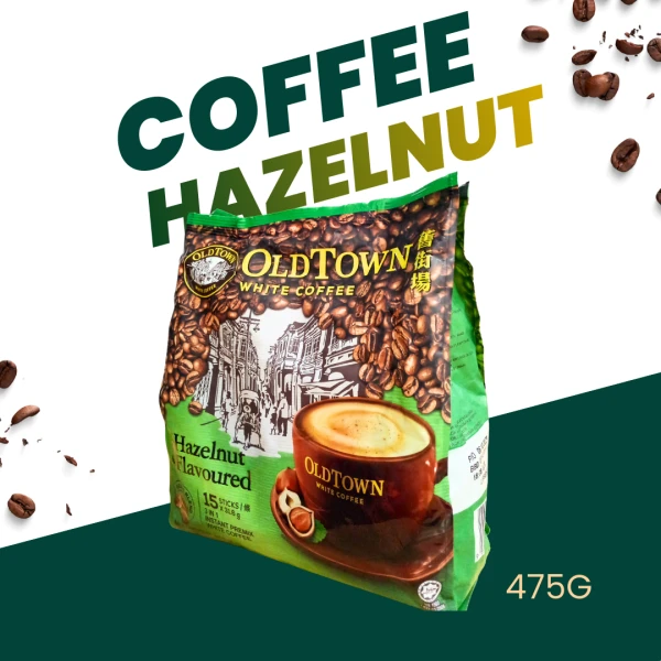OldTown White Coffee Hazelnut Flavoured 3-in-1 Instant Coffee Mix – 15 Sticks, 474g | Malaysian Premium Instant Coffee | ওল্ডটাউন হ্যাজেলনাট ফ্লেভার্ড ৩-ইন-১ ইনস্ট্যান্ট হোয়াইট কফি মিক্স