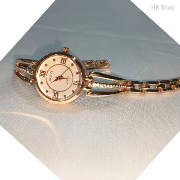 Olevs Rose Gold Women's Watch | Elegant Quartz Bangle Watch