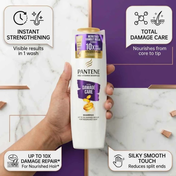Pantene Total Damage Care Shampoo for Damaged Hair with Pro-Vitamin Formula
