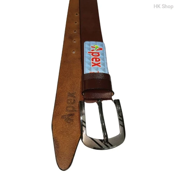 Premium Genuine Leather Belt for Men - Classic Brown with Polished Metal Buckle