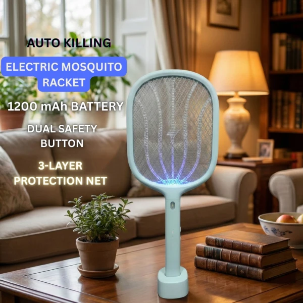 Rechargeable Electric Mosquito Swatter Racket – Powerful Bug Zapper Bat for Indoor & Outdoor Fly, Mosquito, and Insect Control