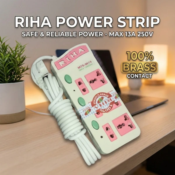 RIHA 4M Multi-Usage Extension Socket with 100% Brass Contacts | Durable Power Strip, 13A 250V | RIHA 4M মাল্টি-ইউসেজ এক্সটেনশন সকেট