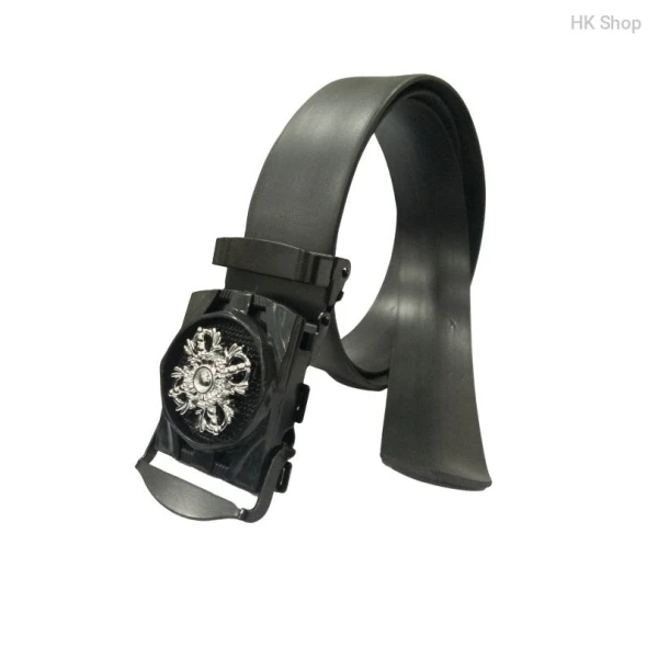 Silver Spinner Buckled Leather Belt For Men