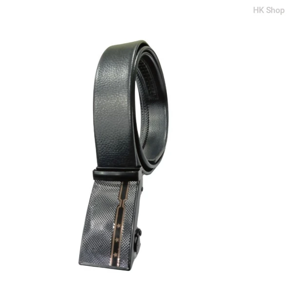 Star Designed Buckle Black Leather Belt For Men