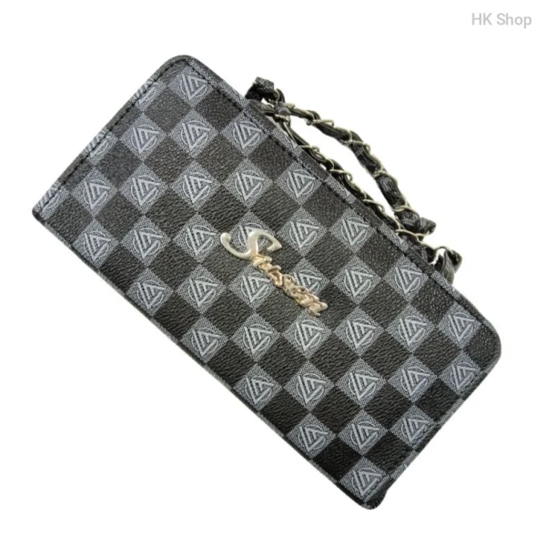 Susen Designer Handbag with Chain Handle - Elegant Checkered Pattern