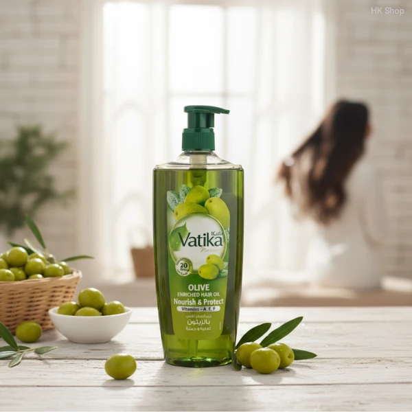Vatika Olive Enriched Hair Oil 500ml – Nourishing Hair Oil with Vitamins A, E, F for Strong, Soft & Shiny Hair