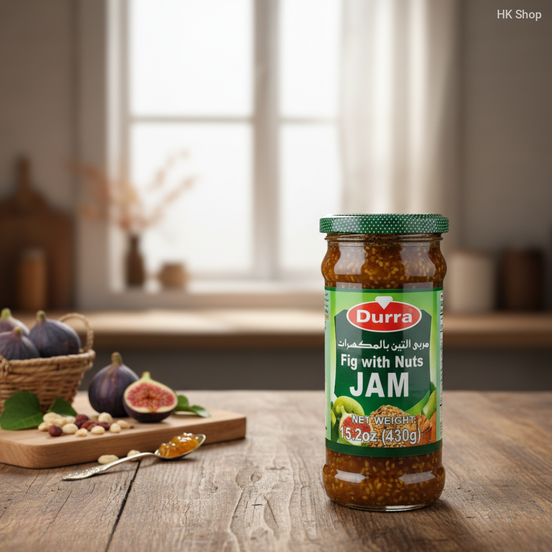 Buy Durra Fig with Nuts Jam 430g – Premium Middle Eastern Fig Jam with Walnuts & Sesame | Healthy, Natural Spread