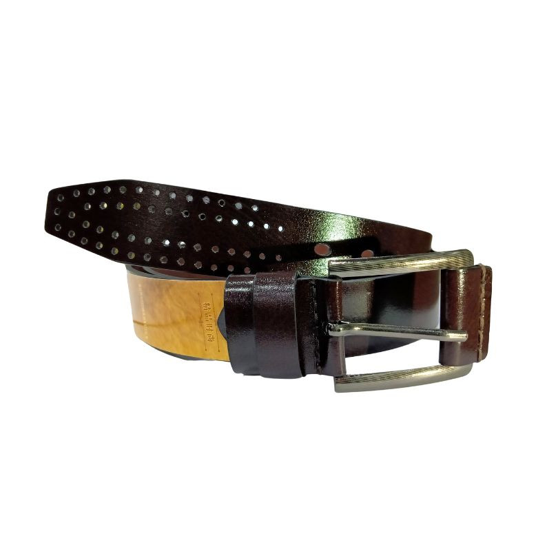 Classic Leather Stylish Double Layer Perforated Belt For Men